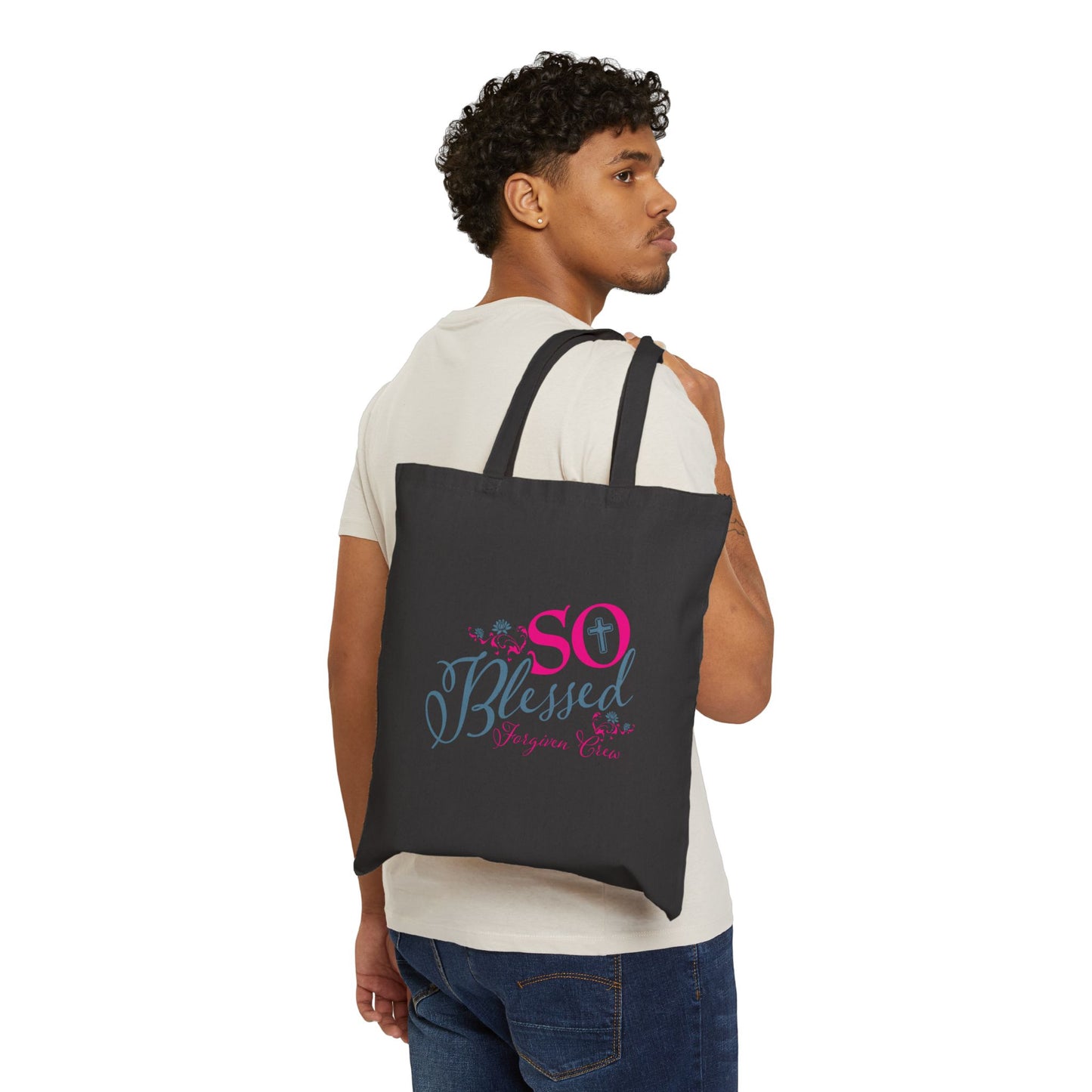 Forgiven Crew Christian Cotton Canvas Tote Bag SO BLESSES