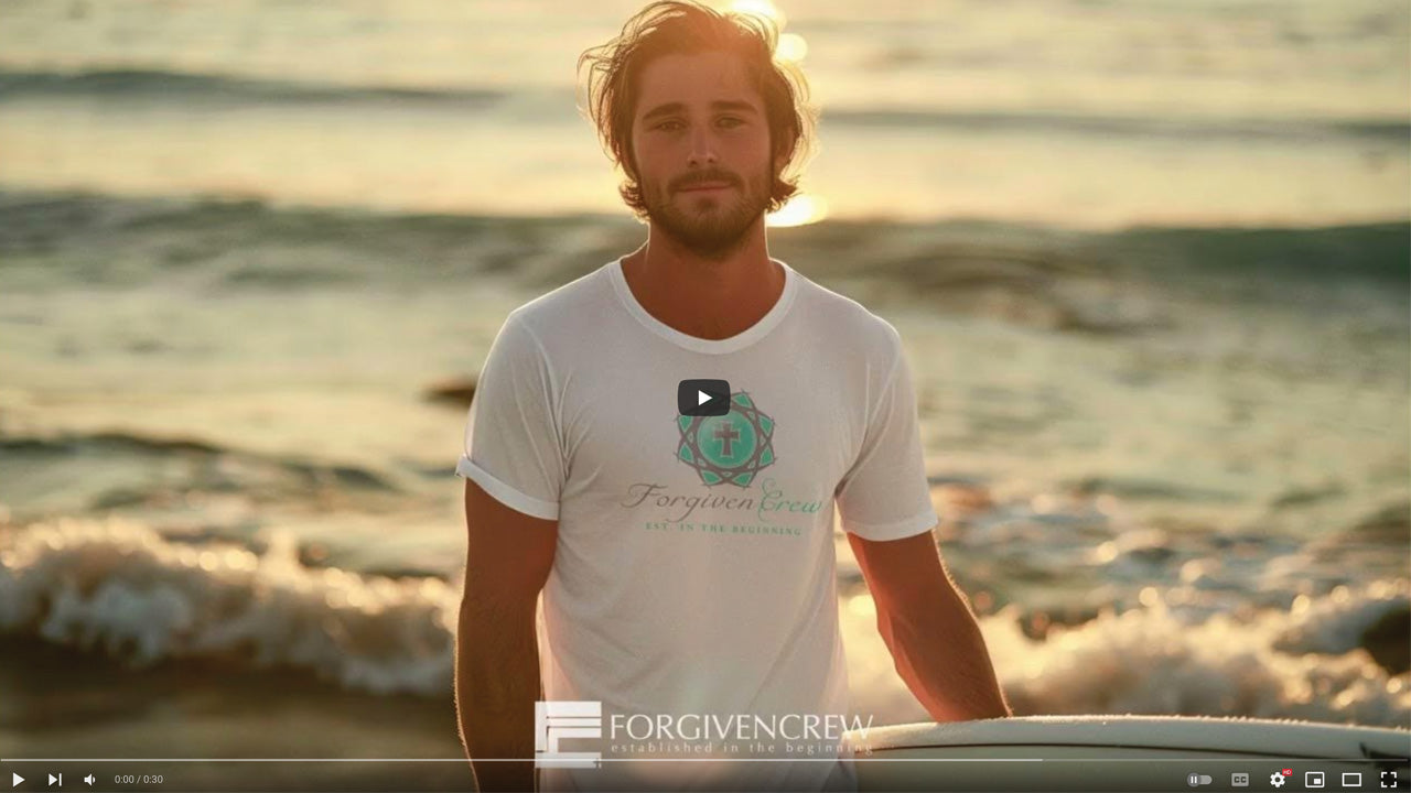 Load video: “Forgiven Crew promo video featuring Christian streetwear with inspiring Bible quotes and modern faith-based style—Forgiven Crew LLC showcases their latest collection of Christian t-shirts, hoodies, hats, and accessories that blend Scripture-inspired design with bold, meaningful visuals.”